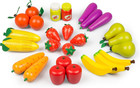 Wooden Farmers Market Stand Toy- 30  Food Pcs Include Fruit Veggies Chalkboard  
