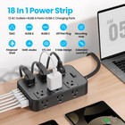 Flat Plug Power Strip Surge Protector With 12 Ac Outlets 6 Usb Ports 3 Side M   