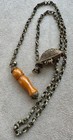 Antique Ottoman Carved Butterscotch Amber Bakelite Marbled Imam Bead   Chain