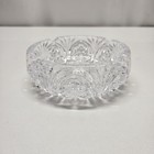 Vintage American Brilliant Cut Crystal 7  Cigar Ashtray Round Heavy Clear Retro