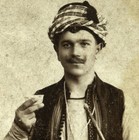 Man In Turkish Warrior Costume  Gun  Cigarette  Pipe  Unusual  Antique Cabinet C