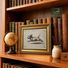 Vintage Gold Framed Antique Terrier Portrait Sketch Canvas 10x8 Wall Art