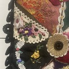 Vintage Crazy Quilt Throw Pillow  Embroidered Floral  Handmade 10 X 10