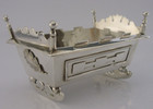 19th C American Solid Silver Crib Cradle Cot Master Salt Cellar Antique 96g B l