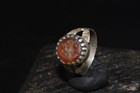Rare Ancient Roman Silver Ring With King Agate Stone Intaglio Seal Bezel Animal