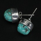 Vtg Sterling Silver - Navajo Southwestern Turquoise Cabochon Post Earrings - 2g