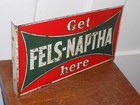 Vintage Get Fels-naptha Here Laundry Soap Double Sided Metal Flange Sign