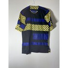 African Dashiki Tunic Top Mens Large Black Blue Yellow Print Kente Inspired Boho