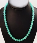 Antique Czech  green Onyx  Uranium Glass Bead Necklace - Sterling Silver Chain