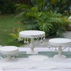 3pcs Metal Cake Stand Set Crystal Cupcake Dessert Display Wedding Party White