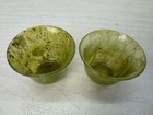 Y10983 Chawan Green Stone Sake Cup Set Of 2 Box Japan Antique