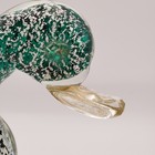Murano Silver And Green Art Glass Duck Figurine With Label 5 5 