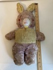 Vintage Bunny Rabbit Stuffed Animal Plush Toy Rubber Nose Pink Eyes