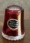 Vintage Red Glass Etched Candle Made In Western Germany Sawtooth Edge Thimble