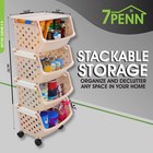 7penn Rolling Storage Bin - 4pc Beige Stackable Storage Container With Wheels