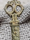 Vintage Victorian Ornate Brass Sewing Embroidery Scissors W sleeve