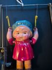 Vintage Wind Up Iron   Celluloid Girl Acrobat Toy  Japan Ck With Box