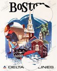 Boston Delta Airlines 1974 Vintage Travel Poster Wall Art Print Retro