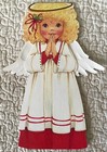 Unused Christmas Girl Angel Heaven Blonde Hair Stand Up Vtg Greeting Card 1980s