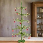 Primitive Retro 12  Vintage Christmas Tree W  Silver red Ornaments