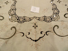 Antique Vtg Lavish 67  X 100  Elaborate Needlework Embroidery Cutouts Tablecloth