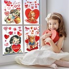 Valentine s Day Window Clings Vintage Cat Dog Love Heart Window Stickers 