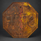 Vintage 1930s  24  Embossed Steel Yellow Stop Sign Road Traffic