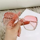 Rimless Rhinestone Sunglasses Uv400 Gradient Lens Unisex Fashion Beach Eyewear