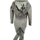 Black Quilted Snowsuit Jumpsuit Faux Fur Trim Hood Ski Suit Winter Snow Sz Med