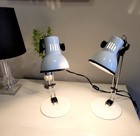 Vintage Mid Century Adjustable White Metal Desk Lamp Pair Industrial Decor