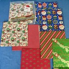 Vintage Mcm Christmas Gift Wrap Wrapping Paper Santa  Snowman Candy Cane 40s 50s