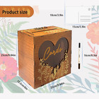 Wooden Heart Wedding Card Box With Acrylic Window - Honeymoon Fund   Money Holde