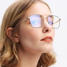 Square Clear Lens Glasses Non-prescription Fake Metal Fashion Aviator Frames    