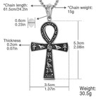 Turtledove Ankh Cross Necklace  Key Of Life Pendant With Egyptian Hieroglyphi   