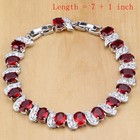 925 Sterling Silver Red Birthstone Jewelry Set Necklace Earrings Ring Gift