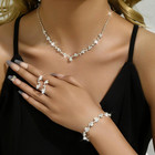 3pcs Silver Wedding Jewelry Set For Women Brides Rhinestone Necklace Earrings Br