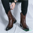New Mens Western Cowboy Ankle Boots Leather Motorcycle Punk Brogues Shoes Chukka