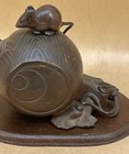 Japanese Meiji Bronze Okimono Mouse On Daikoku Hammer  Signed