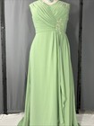 Green Chiffon Bridesmaid Gown Sz L 12 New Corset Prom Elegant Cocktail Evening J