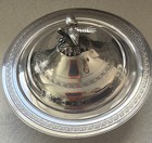 Antique Middle Eastern  egypt 1940s  Sterling Silver Bowl With With Bird Finial