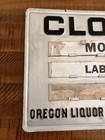 Vintage Oregon Liquor Control Commission Closed Embossed Sign Bar Decor