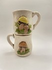 Vintage Retro Ceramic Mushroom Coffee Tea Mug Set Of 2 Signed Ks 80 1980   s