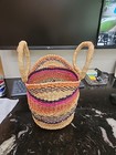 Ghana African Market Basket Hand Woven Natural With Two Handles