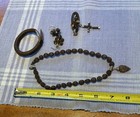 Victorian Mourning Hair Jewelry Set  Earrings Necklace  Bracelet  Cross Broach