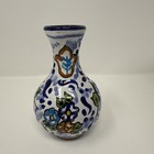 Mexican Folk Art Signed V perez Pue Redware Hand Painted Mini Vase Approx 5   
