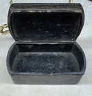 Antique French Papier Mache Snuff Box Floral Black Lacquer Gold En D  sirez Vous