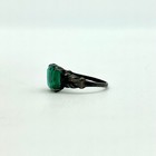Sterling Silver Green Stone Ring Vintage Style Statement Ring Size 2 5