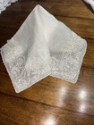Vintage Hand Embroidered Wedding Handkerchief Off White ivory