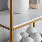 6-shelf Gold Metal Frame Bookcase  White