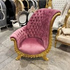 Tufted Chair Pink Velvet Gold Details French Style Rococo Baroque Furniture